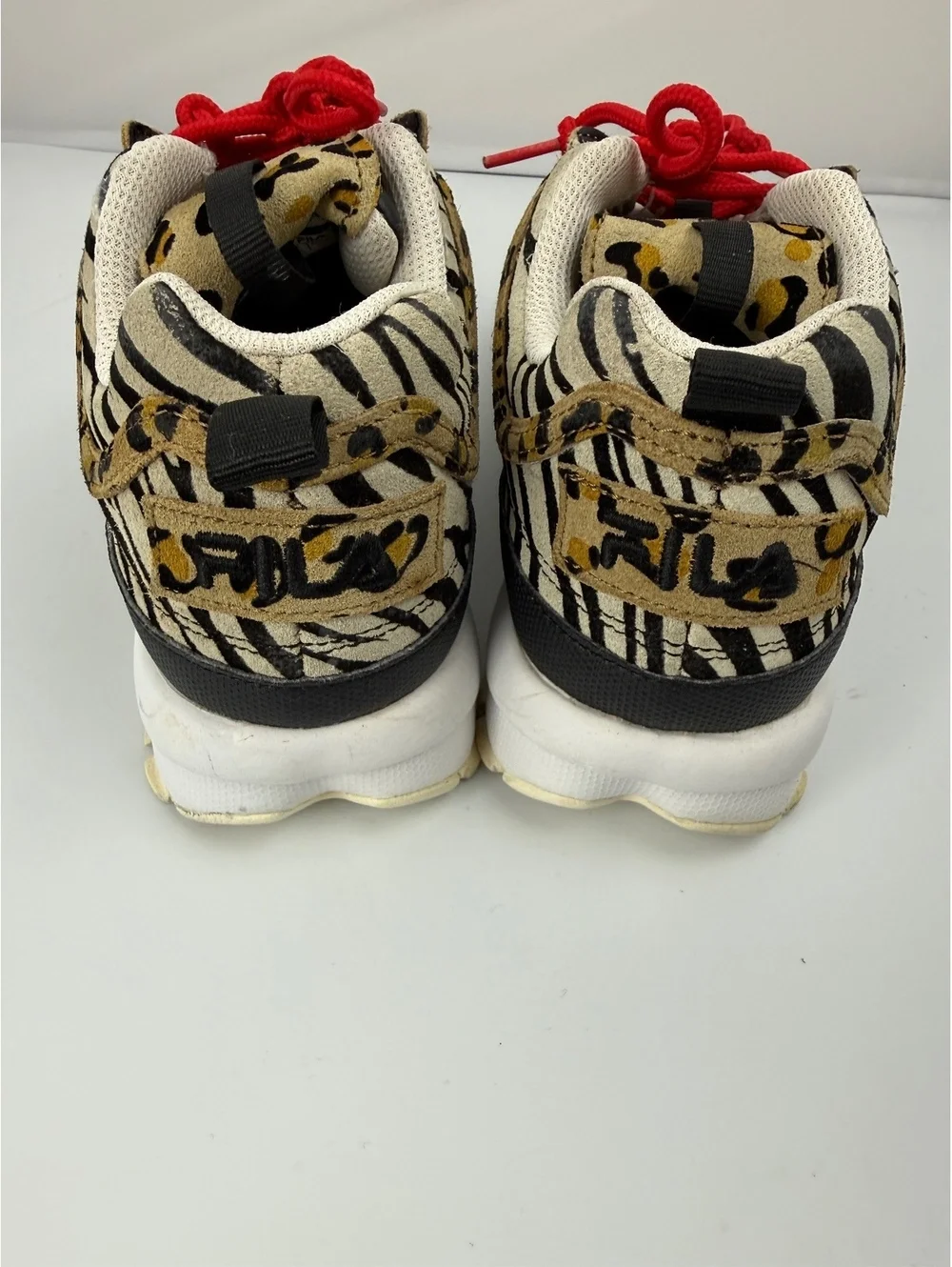 FILA Disruptor II Animal Sneakers Leopard Zebra Red Laces 5XM00806- Womans 7